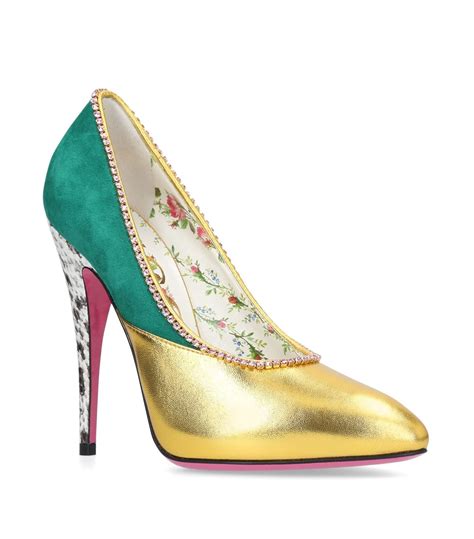 gucci women's peachy embellished leather & suede pumps celebrities|Women's Peachy Embellished Leather & Suede Pumps.